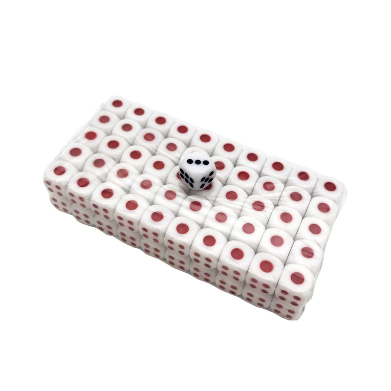 100Pcs/Lot 10mm Acrylic White Dice Hexahedron Fillet Red And Black Points Clubs KTV Dedicated Entertainment Dice Set Board Games