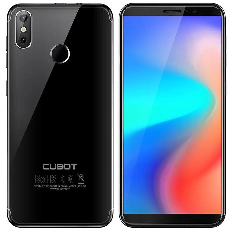 Cubot J3 Pro, 5,5 дюймов, 18:9, полноэкранный мобильный телефон MT6739 Quad CoreAndroid Go, 1 ГБ ram, 16 ГБ rom, 2800 мАч, 4G, смартфон с отпечатком пальца - Цвет: Black