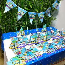 Pirate Kids Birthday Party Decoration Set Party Supplies Cup Plate Banner Hat Straw Loot Bag Fork Gift bag Disposable Tableware emoji expressio kids birthday party decoration set party supplies cup plate banner hat straw loot bag fork disposable tableware