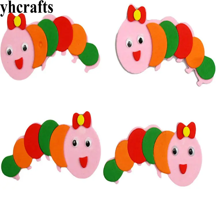 

4PCS/LOT Caterpillar Ant Lobster fish rabbit butterfly ladybug EVA foam shape without stickers Craft activity kit Color learning