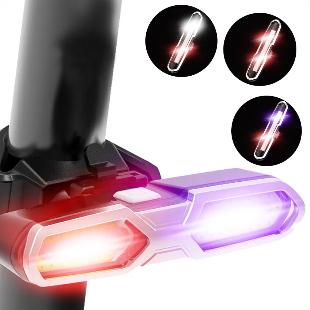 USB Rechargeable Battery LED Bicycle Light Front Rear Bike Riding