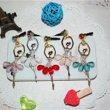 С кристалалми и стразами балерина Дизайн 3,5 мм Dust Разъем для наушников для iphone 6 plus 5s dust Разъем 3,5 мм наушники телефон