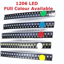 100 шт. 1206 SMD белый красный синий зеленый желтый супер яркий 1206 SMD светодиодный диоды 3,2*1,6*0,8 мм теплый белый оранжевый фиолетовый шарик