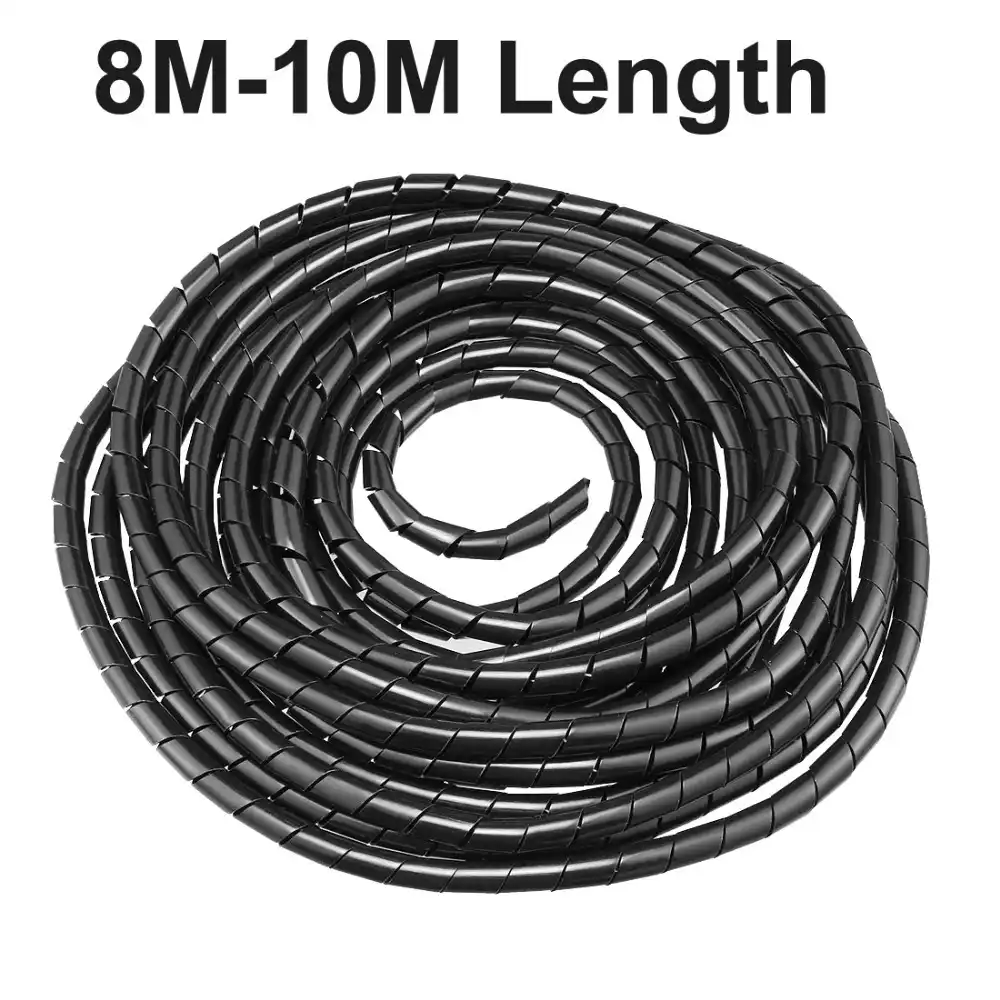 uxcell 10mm Dia Flexible Spiral Tube Cable Wire Wrap Black 2.5 Meters Long with Clip