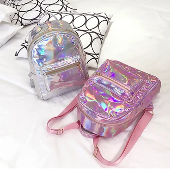 

Preppy Style Women Hologram Backpack Shiny School Bags For Teenager Student Girls Laser Schoolbags Female Travel Bagpack Mochila