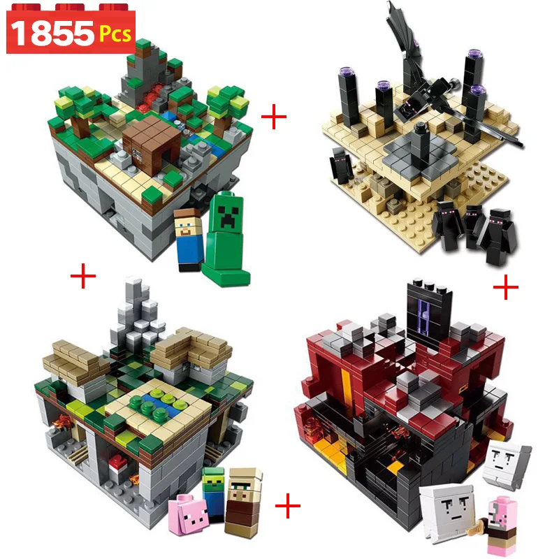 

My World Building Blocks Educational LegoINGLYS Minecrafter Series Nether field Construction Toy For Children bricks 4 in 1