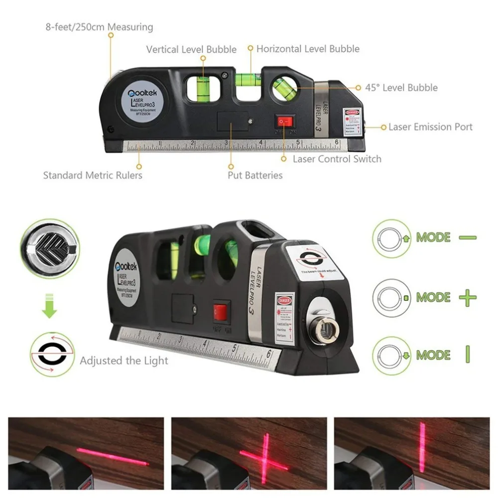 Многоцелевой лазерный уровень лазерной измерительной линии измерительная лента Линейка Отрегулированная стандартные и метрические