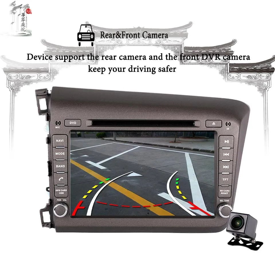 Sale 2 Din Android 9.0 8 Core RAM 4GB ROM 64GB Car DVD Player GPS Navigation Stereo For Honda For Civic 2011-2015  Radio Free map 5