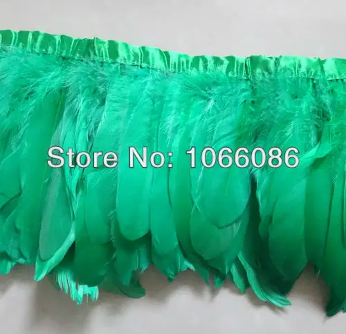

Free shipping! Green swan goose feather trim/fringe/ribbon for cloth accessories 6M /lot 6-8inch width