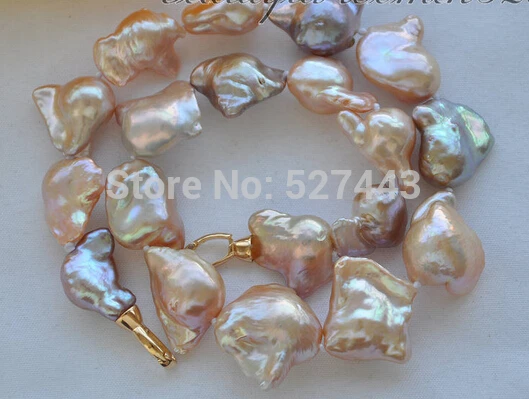 

Wholesale Perfect pink lavedner baroque keshi reborn pearl necklace 17inch