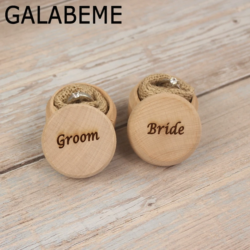 

2pcs Custom Engrave name date logo Wood Wedding Ring Box Personalized Rustic Bride Groom Wedding Ring Bearer Box