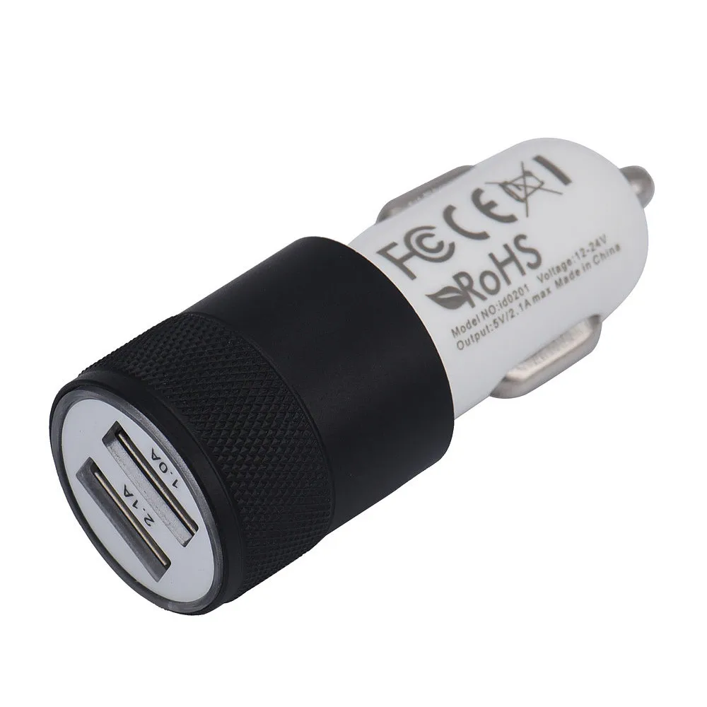 Dual Usb car charger adapter mini aux usb car socket plastic 12v outlet with usb usb2.0 2.1A/24W