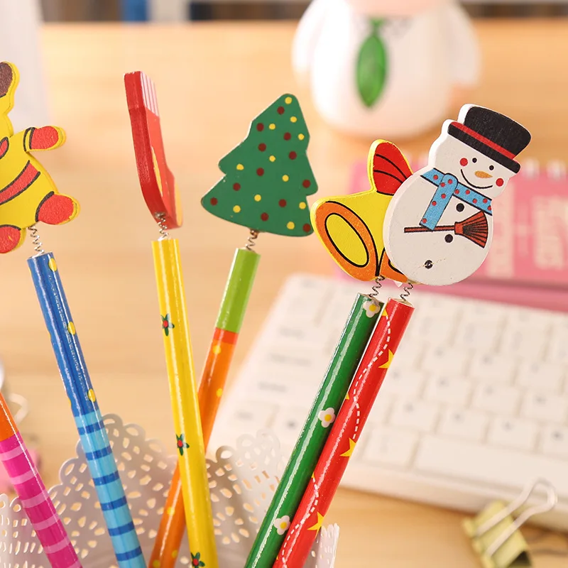 48 шт./лот мультяшный деревянный HB Рождественский подарок детский приз|pencil christmas|hb
