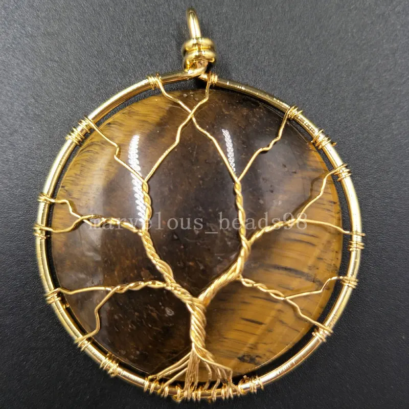 

Free shipping Fashion Jewelry 35mm Tigers Eye Women Men Round Art Pendant Bead MC5362