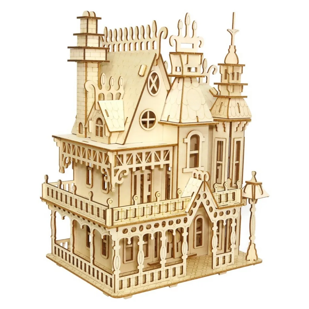 

Model building dream villa 3D puzzle jigsaw puzzle model building kits contruction toys for children wood building kit