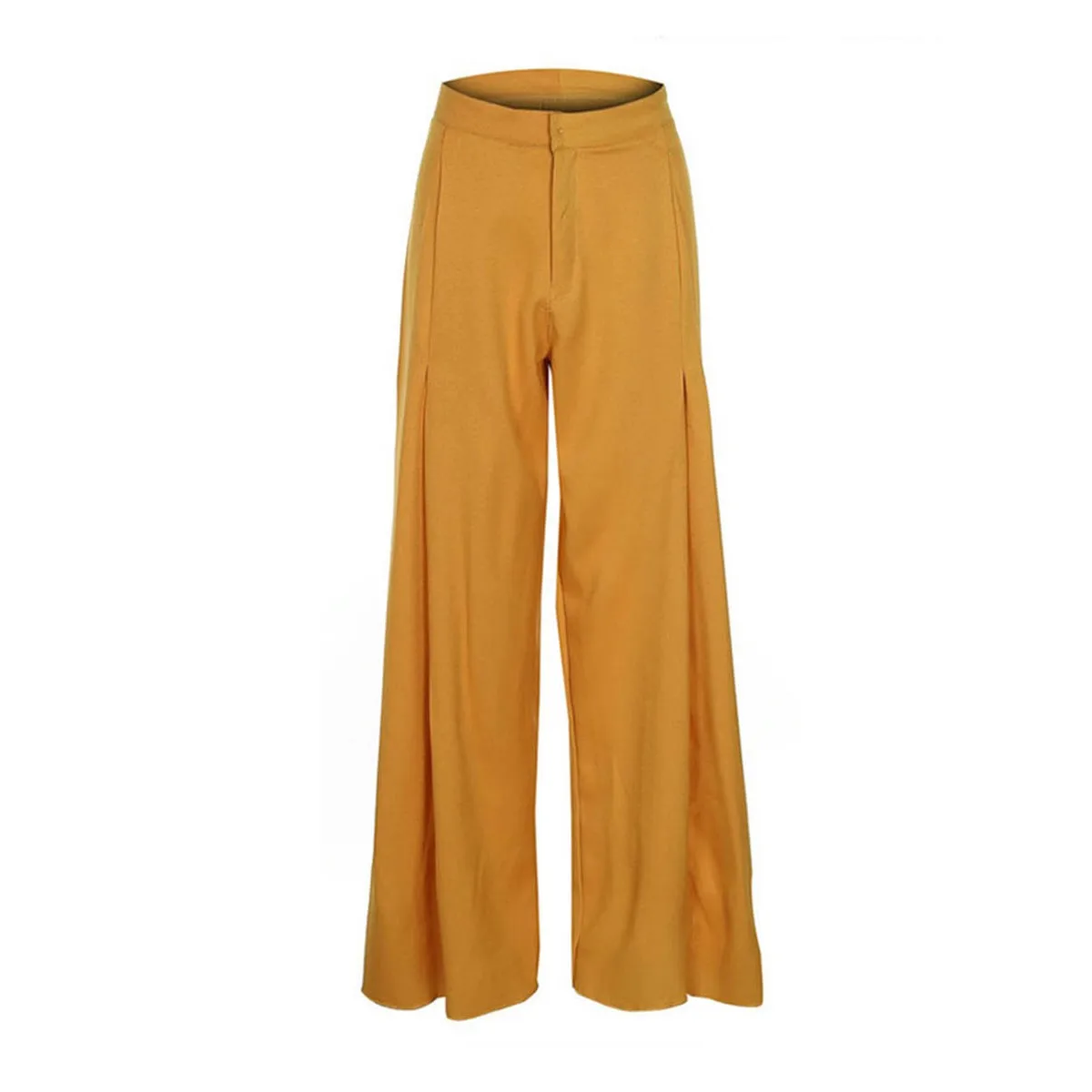 

Young17 Autumn 2019 Women Pants Casual Yellow Streetwear Plus Size Fashion High Waist Loose Wide Leg Korean Boho Trousers