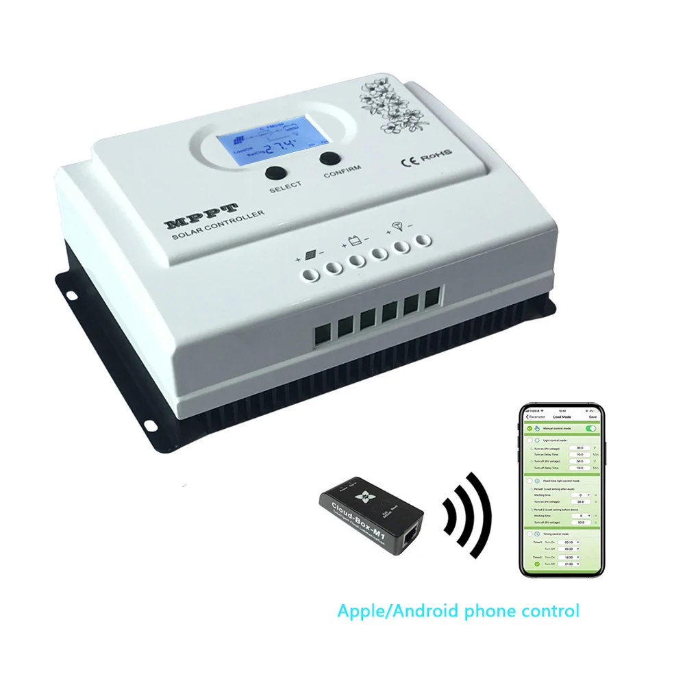 

50A MPPT Solar Charge Controller DC 12V 24V Auto Battery Regulator with WIFI Mobile APP Control