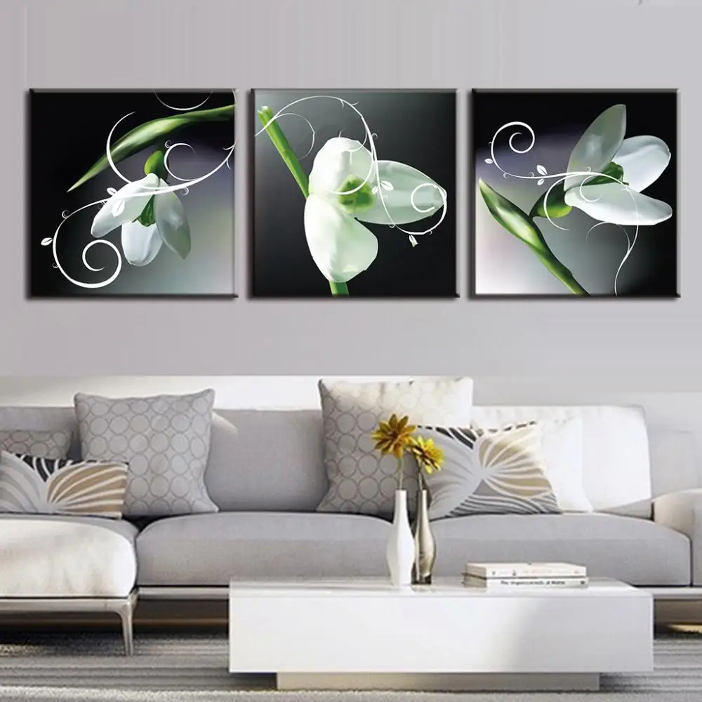 3 Pcs/Set New Flower Painting White Lily Set canvas print wall art