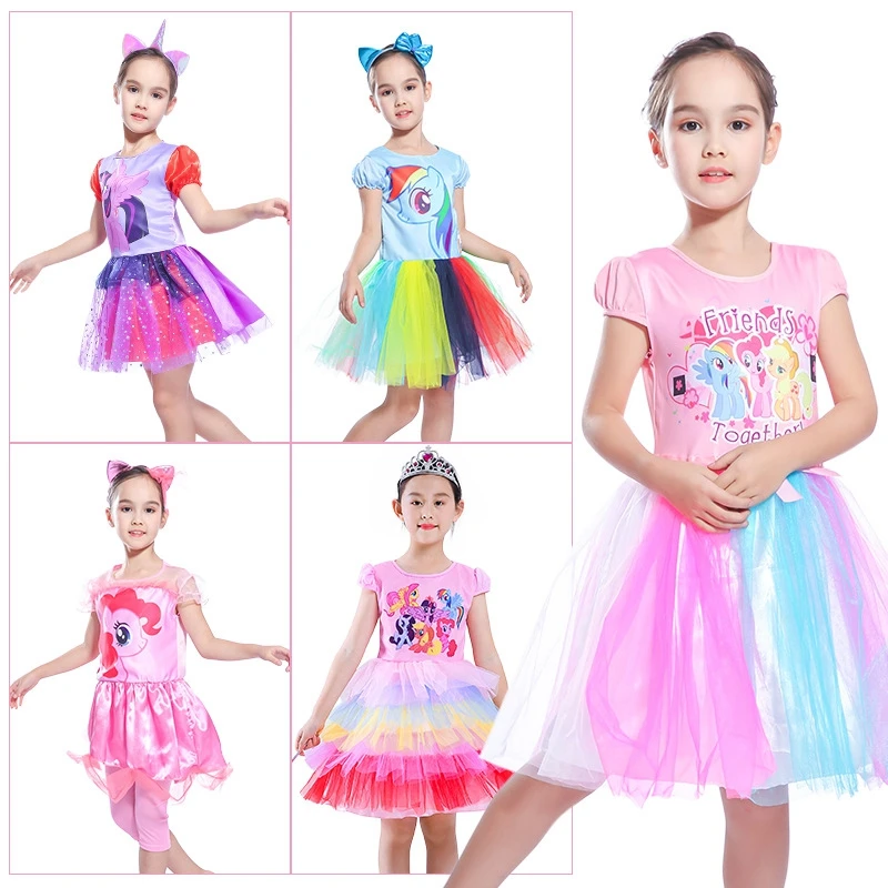 

New Hot Sale My Baby Girl Dress Children Girl little Pony Dresses Cartoon Princess Party Costume Kids Clothes Summer Clothing