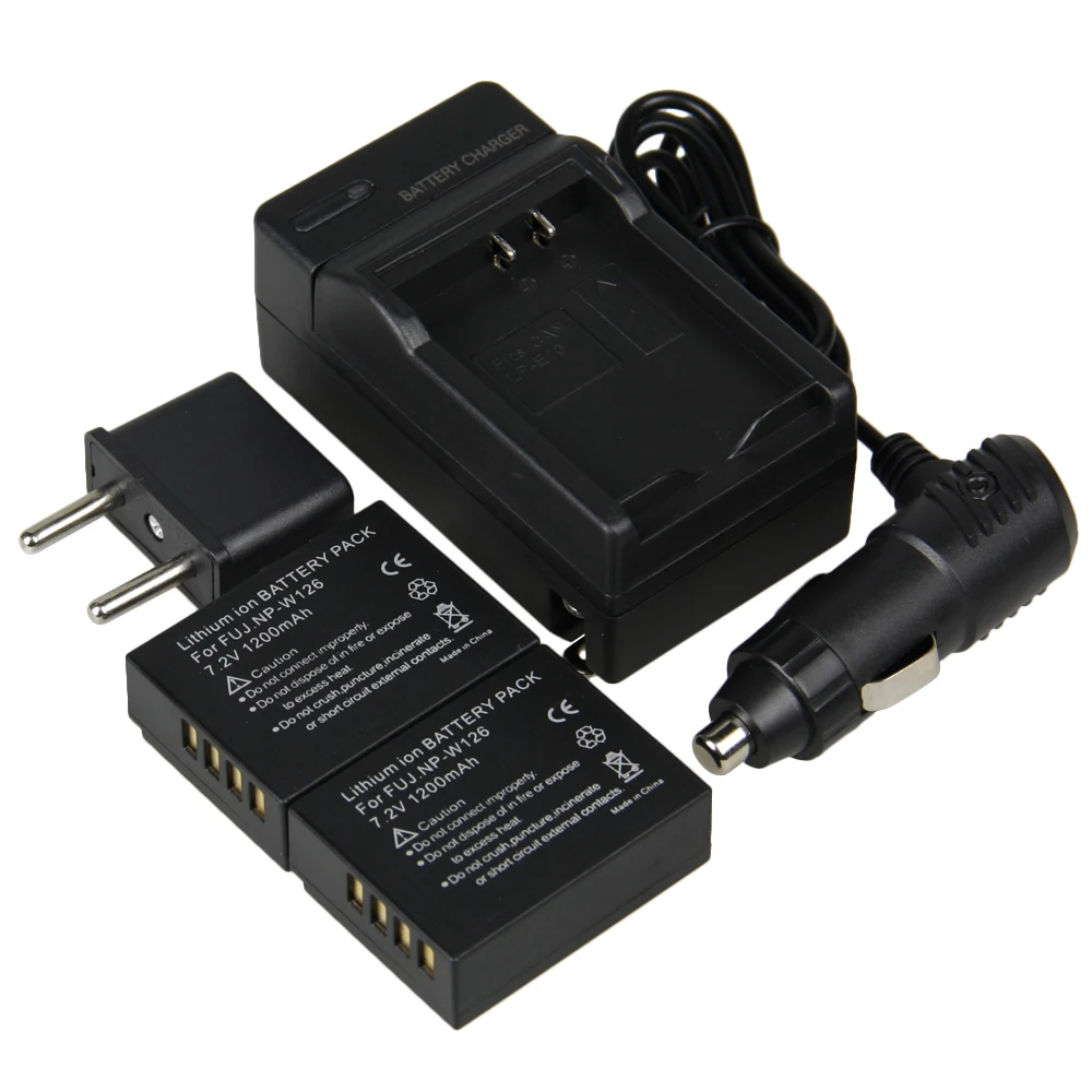 

2 Pcs NP-W126 NP W126 NPW126 Battery+Charger+Car charger+Plug adapter kit  for camera FUJIFILM HS30EXR HS33EXR X PRO1 z1
