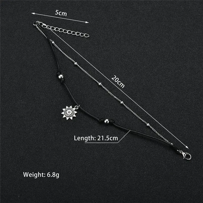 S014 винтажное Бохо многослойное бисерное женские браслеты для щиколотки Модные Подсолнухи ножной браслет ручной работы Цепочка ножной браслет вечерние ювелирные изделия ножной браслет