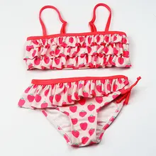 Дети бикини для девочек с принтом клубники для плавания костюмы дети купальники, пляжная одежда купальники дети купальники G8-K531