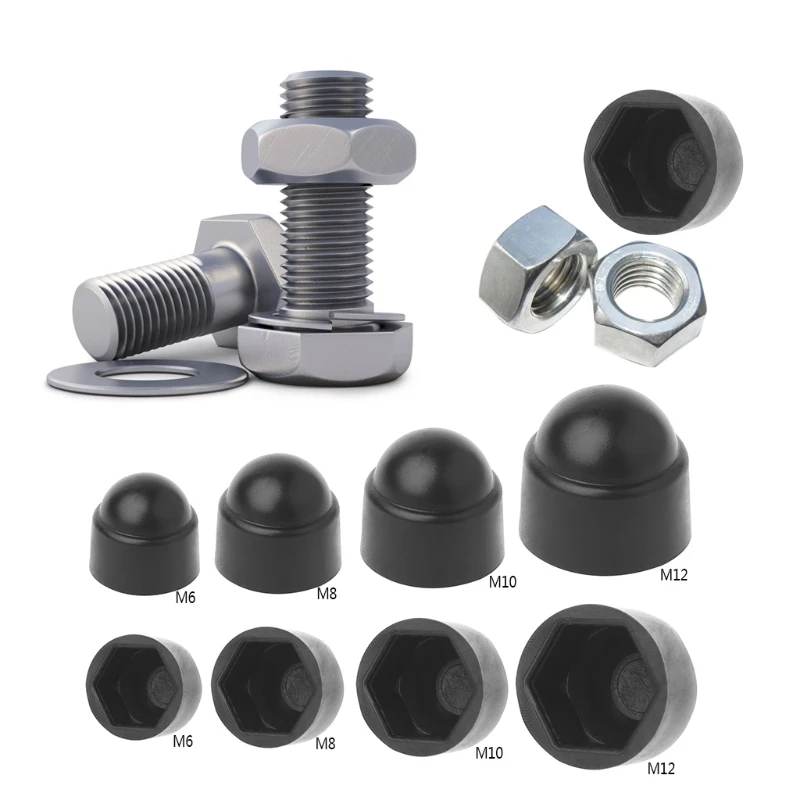 10 pces m6 m8 m10 m12 parafuso porca cúpula tampas de proteção exposed hexágono plástico-1