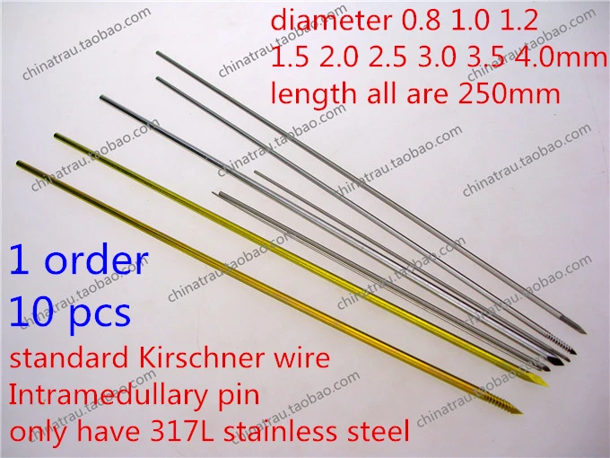 

Medical orthopedic instrument 0.8 1.0 1.2 1.5 2.0 2.5 3.0 3.5 4.0 tainless steel kirschner wire animal Intramedullary pin VET