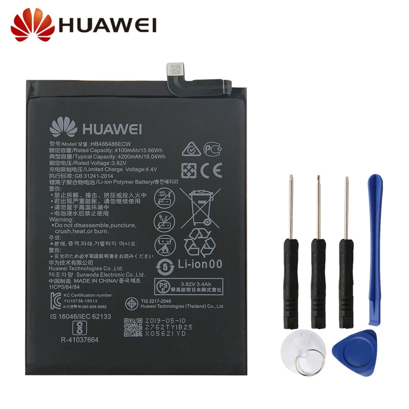 Сменный аккумулятор для телефона huawei P30 Pro mate 20 Pro mate 20 Pro HB486486ECW с бесплатным инструментом 4200 мАч