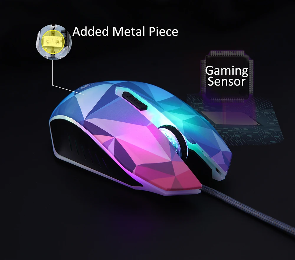 Оригинальная игровая мышь Hongsund Dazzle Color Diamond Edition проводная геймерская оптическая
