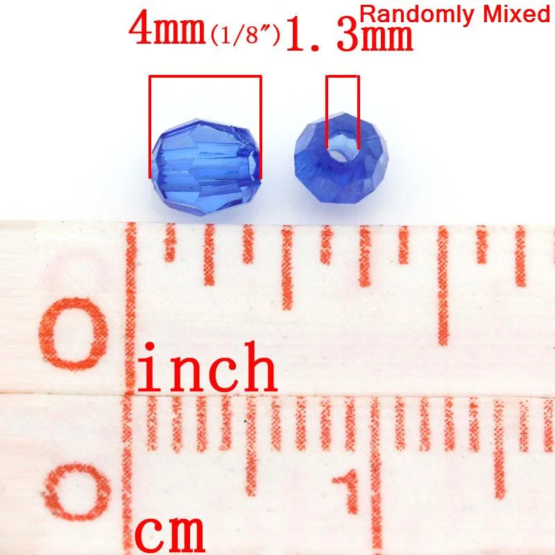 Doreen Box hot 2000 шт Смешанные акриловые граненые бусины 4x4 мм (B13834)|spacer beads|beads spacers