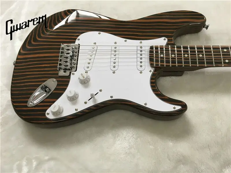 Электрогитара/Gwarem pioneer star st гитара/корпус и шея zebrawood/гитара в Китае|st guitar|electric