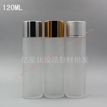 

120ml clear frosted glass bottle with 3 colors aluminum lid and reducer,essential oil/liquid/moisturizer/facial water container