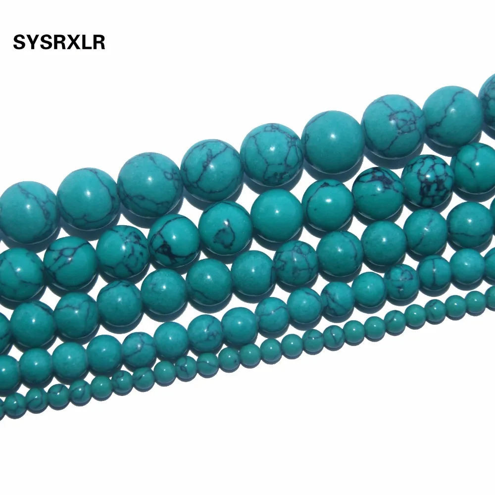 

Free Shipping Green Synthesis Turquoises Stone Round Beads For Jewelry Making DIY Bracelet Necklace Material 4 6 8 10 12 MM