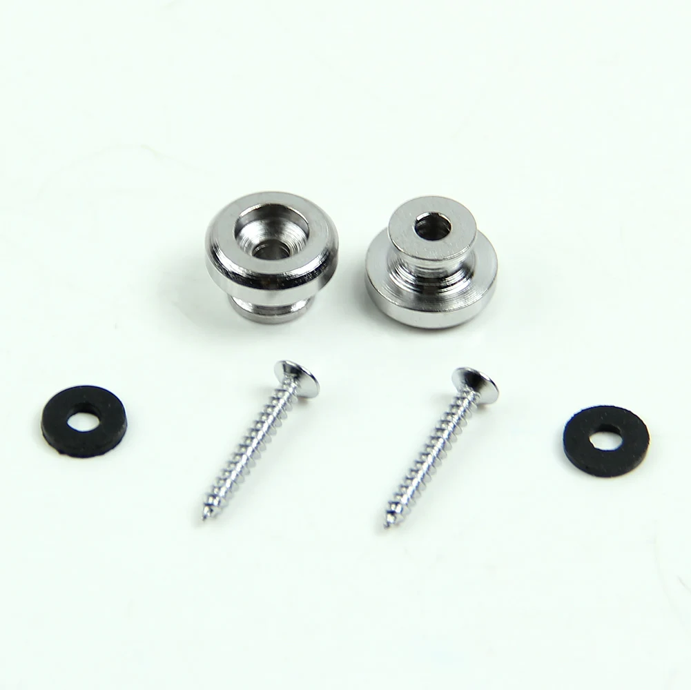 

2 Silver Guitar Strap Button Locks Screws washer Replacement part