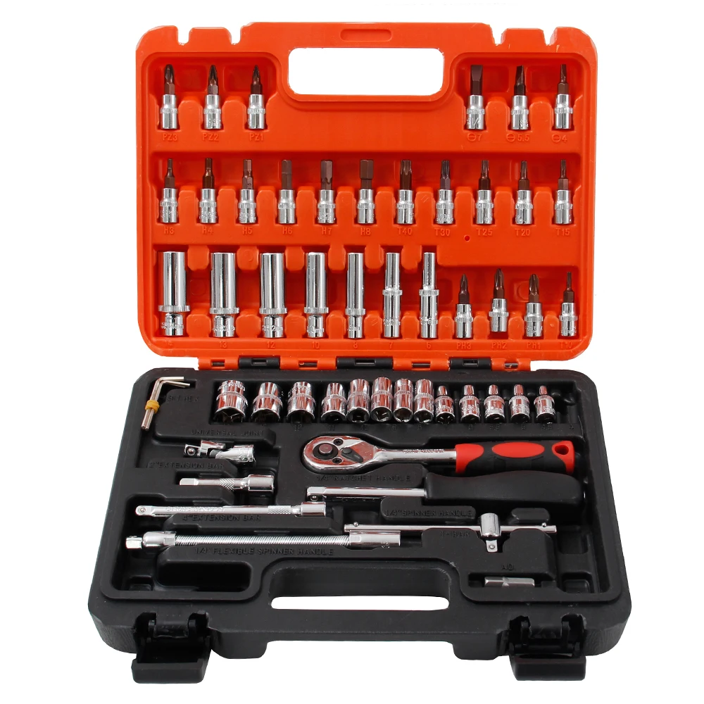 

53pcs Automobile Motorcycle Car Repair Tool Box Precision Ratchet Wrench Set Sleeve Universal Joint Hardware Tool Kit for Car