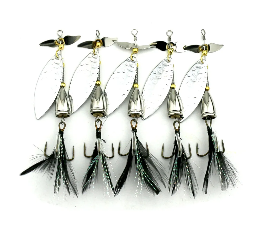 5pcs Spoon Lure Metal Pike Bass Swimbait Fishing Wobblers Spinnerbait