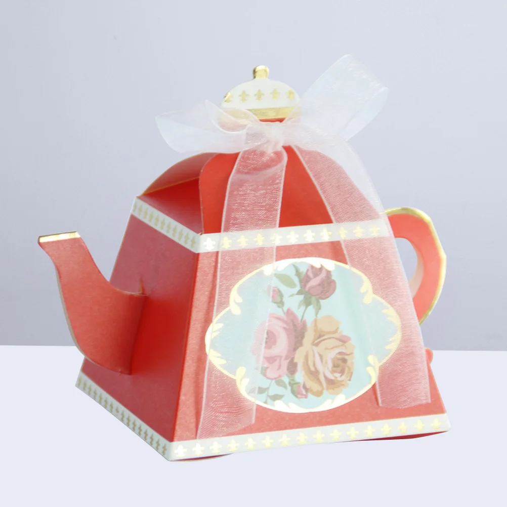 50 шт. классические цветочные чайники формы коробки для конфет горячее тиснение вечерние коробки для конфет крафт бумажные держатели для конфет Подарочная коробка(красный