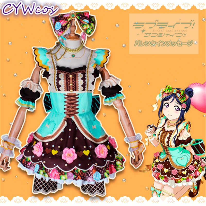 

Aqours Kanan Matsuura LoveLive Sunshine The 3th Chocolate Valentine's Day Cosplay Costume Halloween Woman Dress Outfits