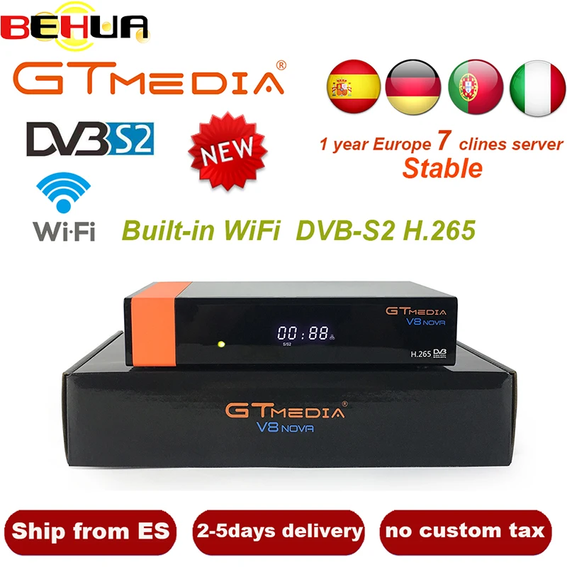 Satellite Receiver GTMedia V8 Nova Record With 1 Year Europe Spain