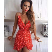 Summer Sexy Mini Strap Dress 2019 Women's Casual Boho Beach Print Backless Ruffled Dress Fashion Sexy Club Party Dress Vestidos