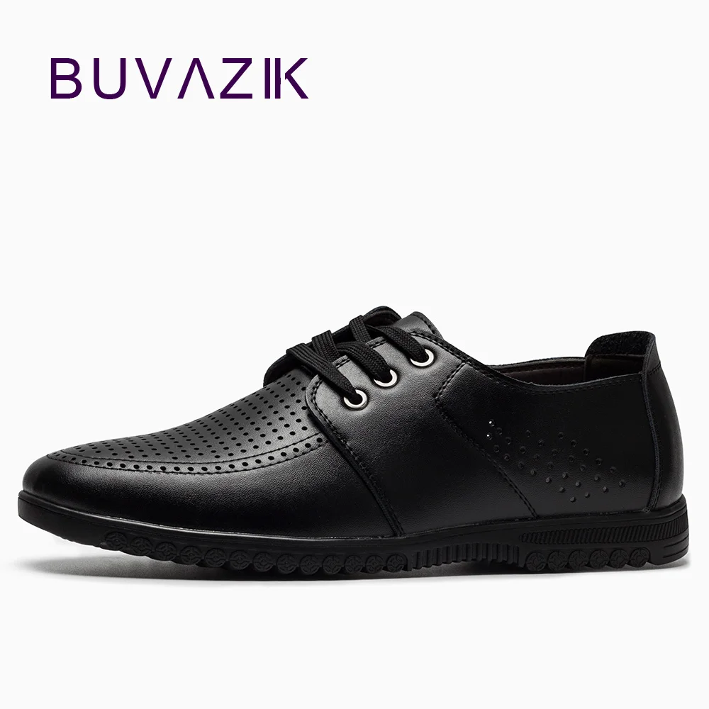 

2018 men casual leather shoes new leisure hole men shoes hollow out breathable round toe chaussure homme black brown size 39 44