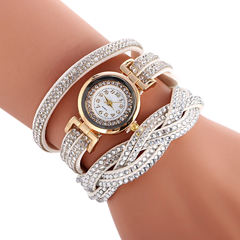 Women Brand Luxury Gold Fashion Crystal Rhinestone Bracelet Women Dress Watches Ladies Quartz Wristwatches