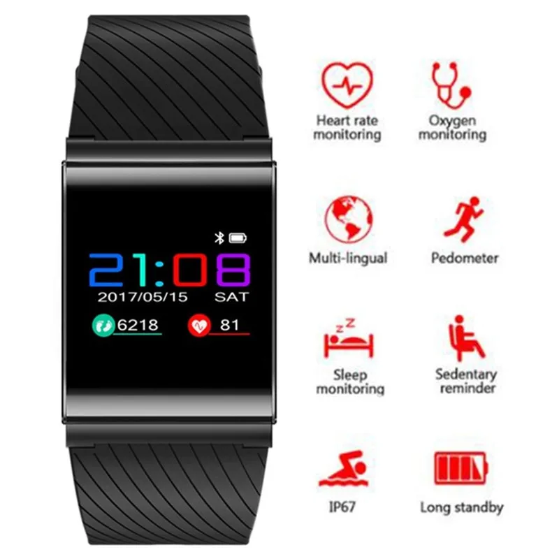 

Top Smart Wristband Colorful Screen Smart Bracelet Heart Rate IP67 Waterproof Pressure Pedometer Waterproof Smart Watch Men