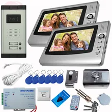 SUNFLOWERVDP 7Inch Color Screen Video Door System With Rfid Unlock Electronic Lock CCD Camera 2 Button Home Video Door Phone Kit