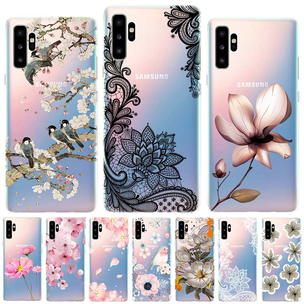 

Flower Silicon Cover For Samsung Galaxy Note 10 Rose Floral Leaves Soft TPU Case For Samsung Galaxy Note 10 Pro