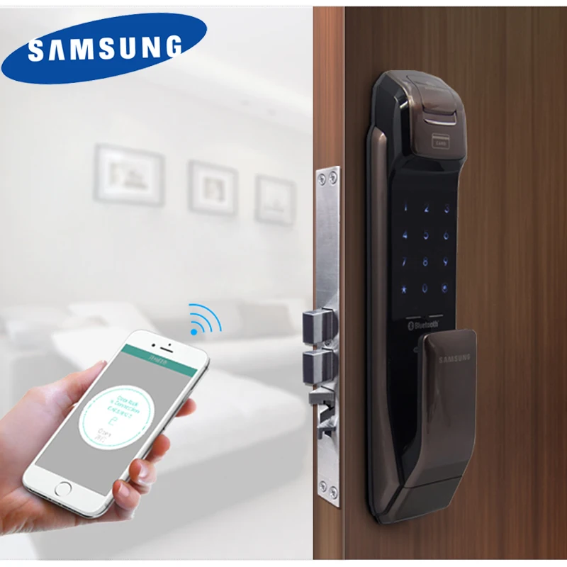 

SAMSUNG SHP-DP728 Keyless BlueTooth Fingerprint PUSH PULL Two Way Digital Door Lock English Version Big Mortise