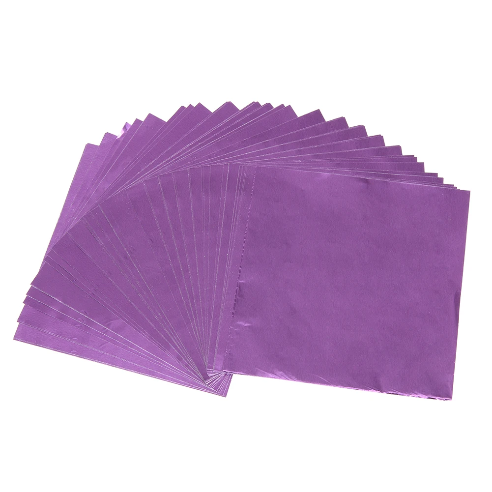 100 шт./компл. алюминиевая фольга конфетная упаковка фольга для шоколада Конфеты DIY пакет бумага искусство ремесла Бумага 10X10 см E5M1 - Цвет: Фиолетовый