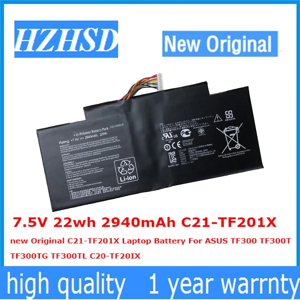 7,5 V 22wh 2940 мА/ч, C21-TF201X Аккумулятор для ноутбука ASUS TF300 TF300T TF300TG TF300TL C20-TF20IX