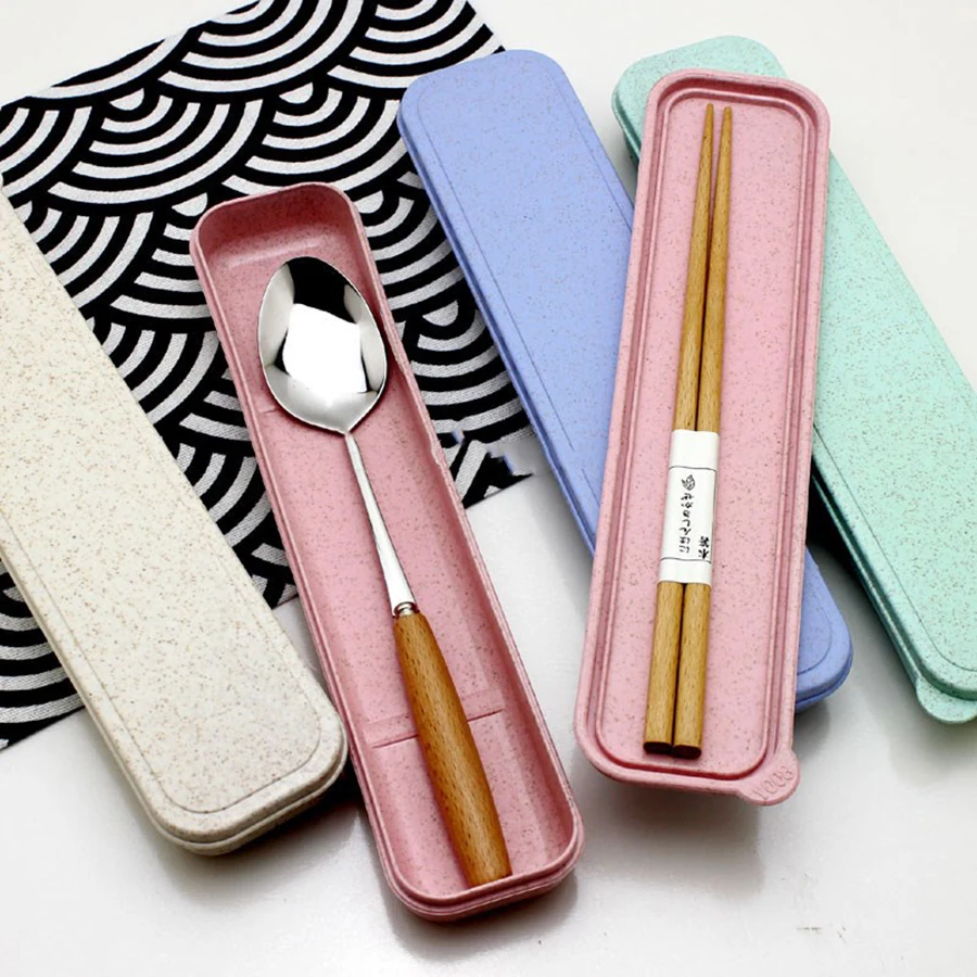 

Portable Cutlery Set Travel Stainless Steel Box Bento Kids Pick Lunch Accessories Jogo De Talheres Spoon And Fork Set Cutlery 22